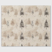 Braun Rustikaler Weihnachtsbaum Geschenkpapier (Flach)