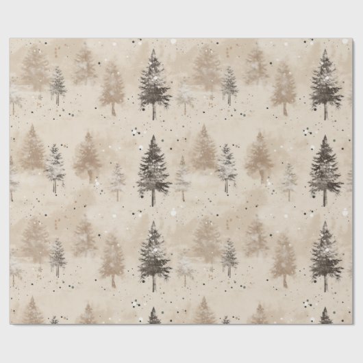 Braun Rustikaler Weihnachtsbaum Geschenkpapier (Flach)