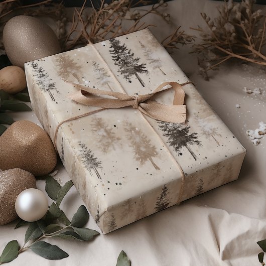 Braun Rustikaler Weihnachtsbaum Geschenkpapier Set