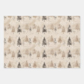 Braun Rustikaler Weihnachtsbaum Geschenkpapier Set (Vorderseite 3)