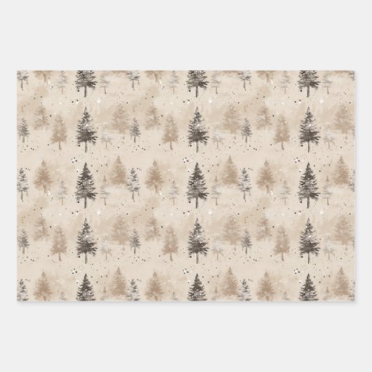 Braun Rustikaler Weihnachtsbaum Geschenkpapier Set (Vorderseite 3)
