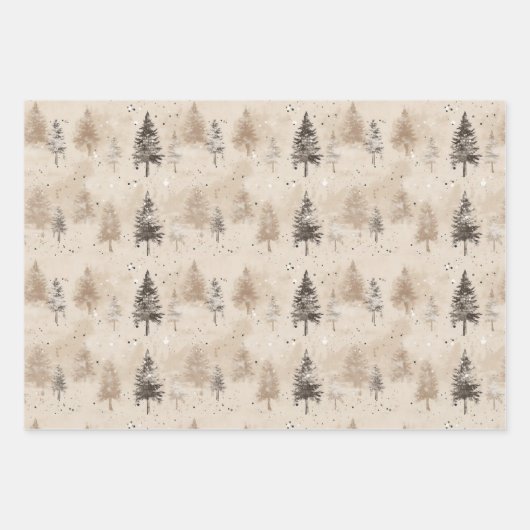 Braun Rustikaler Weihnachtsbaum Geschenkpapier Set (Vorderseite 2)