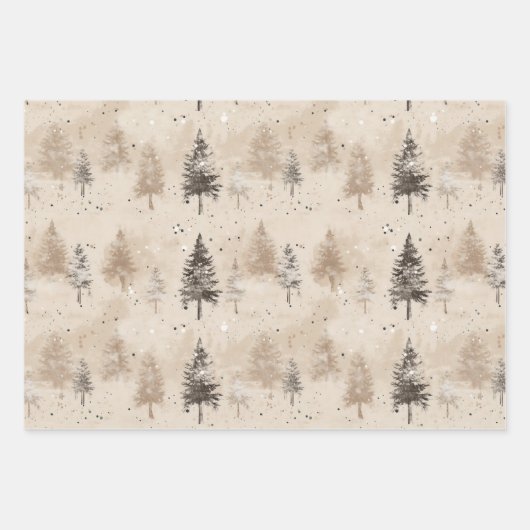 Braun Rustikaler Weihnachtsbaum Geschenkpapier Set (Vorderseite)
