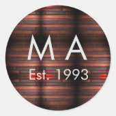 Braun rustikaler Ziegelstein fügt Namen Buchstaben Runder Aufkleber (Vorderseite)