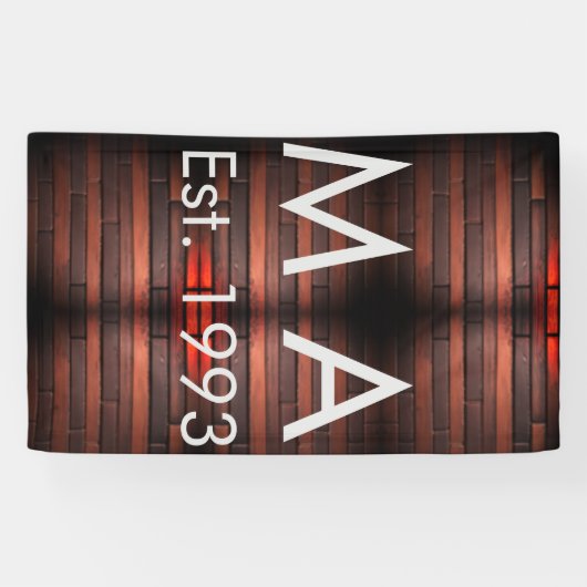 Braun rustikaler Ziegelstein Name Buchstabe Jahr D Banner (Horizontal)