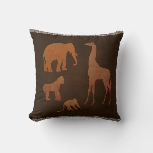 Braun Safari Dschungel Zoo Tiere Personalisiert Kissen