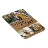 Braun Save the Date Hochzeit 3 Fotos Magnet (Rechte Seite)