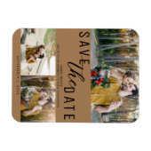 Braun Save the Date Hochzeit 3 Fotos Magnet (Horizontal)