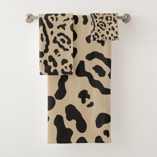 Braun & Schwarz Gepard Leopard Tierprint Badhandtuch Set (Insitu)