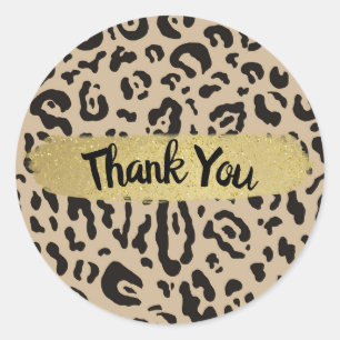 Braun Schwarz Gepard Leopard Tierprint Party Runder Aufkleber