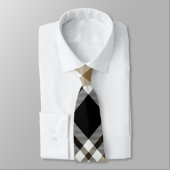 Braun, Schwarz, Kariertes Tartan-Muster Krawatte (Gebunden)