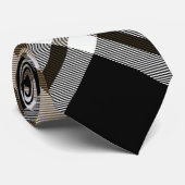 Braun, Schwarz, Kariertes Tartan-Muster Krawatte (Gerollt)