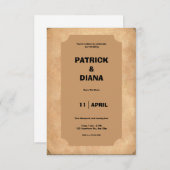 Braun & Schwarz Retro Vintage Hochzeit Einladung (Vorne/Hinten)