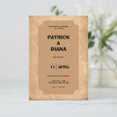Braun & Schwarz Retro Vintage Hochzeit Einladung (Stehend Vorderseite)