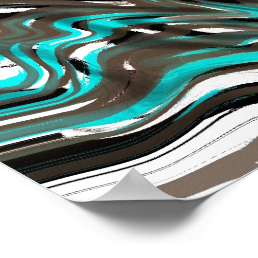 Braun, Schwarz, Rot und Aquamarine Fluid Art Poster (Ecke)