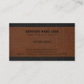 Braun Schwarz Stich Leder Textur Custom Text Visitenkarte (Rückseite)