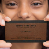 Braun Schwarz Stich Leder Textur Custom Text Visitenkarte