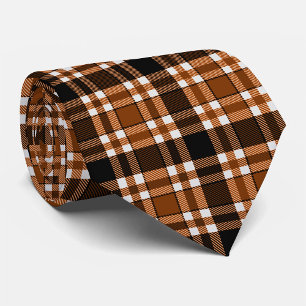Braun Schwarz Weiß Flanell Tartan Muster Design  Krawatte