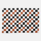 Braun Schwarz Weiß Karomuster Design  Geschirrtuch (Horizontal)