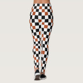 Braun Schwarz Weiß Karomuster Design  Leggings (Rückseite)