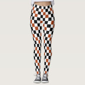 Braun Schwarz Weiß Karomuster Design  Leggings (Vorderseite)