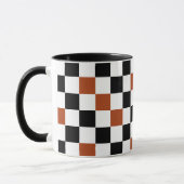 Braun Schwarz Weiß Karomuster Design  Tasse (Links)