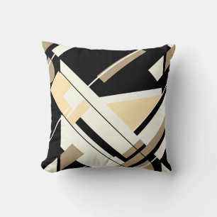 Braun Schwarze Creme Beige Diagonale Abstrakte MCM Kissen