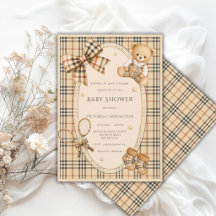 Braun-schwarze Karo-Baby-Shower 'Serving up Love'