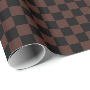 Braun-schwarze Schachbrettquadrate Geschenkpapier