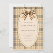 Braun-schwarzer Karobär Baby Shower Einladung (Vorderseite)