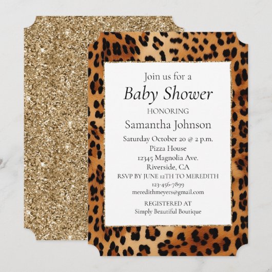 Braun Schwarzer Leopard Tierprint Einladung (Vorne/Hinten)
