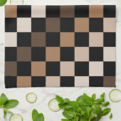 Braun-schwarzes Gingham-Karo-Muster Geschirrtuch (Gefaltet)