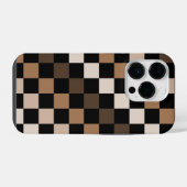 Braun-schwarzes Gingham-Karo-Muster iPhone Hülle (Rückseite (Horizontal))
