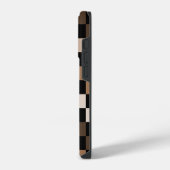 Braun-schwarzes Gingham-Karo-Muster iPhone Hülle (Linke Seite)
