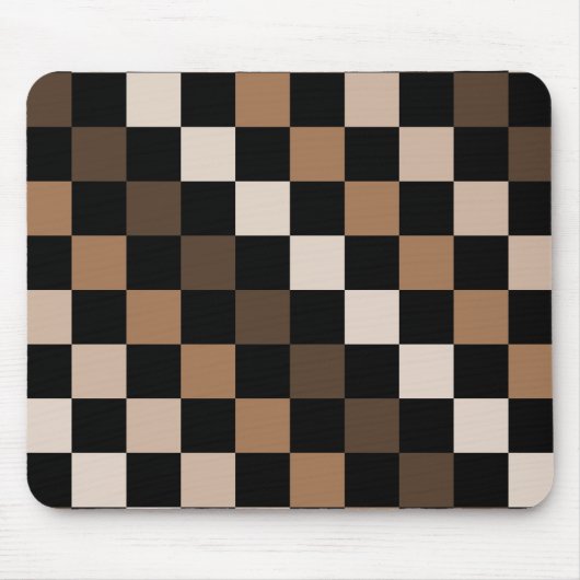 Braun-schwarzes Gingham-Karo-Muster Mousepad (Vorne)