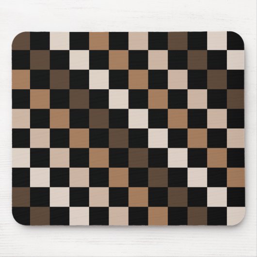 Braun-schwarzes Gingham-Karo-Muster Mousepad (Vorne)