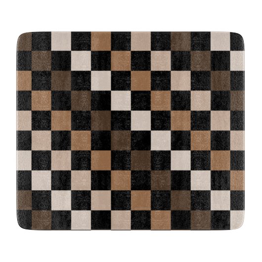 Braun-schwarzes Gingham-Karo-Muster Schneidebrett (Vorderseite)