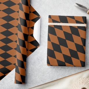 Braun-schwarzes Harlekin-Diamanten-Schachbrett-Des Geschenkpapier