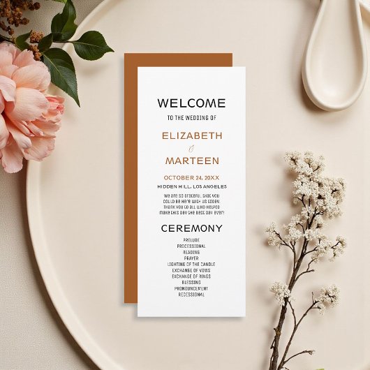 Braun-schwarzes Herbst-Hochzeitsprogramm Programm