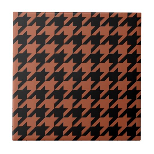 Braun-schwarzes Houndstooth-Karomuster Fliese (Vorderseite)