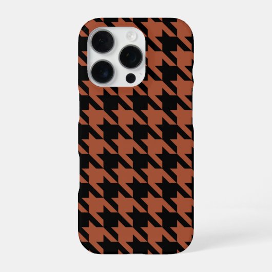 Braun-schwarzes Houndstooth-Karomuster iPhone Hülle (Rückseite)