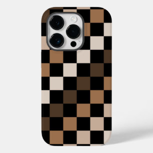 Braun schwarzes kariertes Gingham-Muster Case-Mate iPhone 14 Pro Hülle