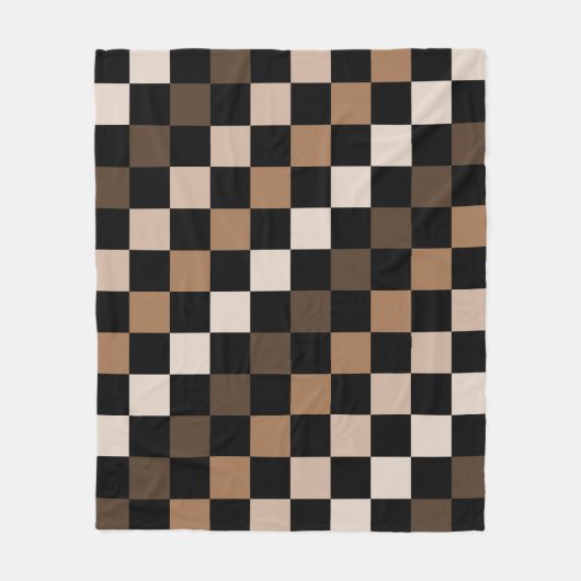 Braun schwarzes kariertes Gingham-Muster Fleecedecke (Vorderseite)