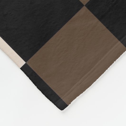 Braun schwarzes kariertes Gingham-Muster Fleecedecke (Ecke)
