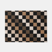Braun schwarzes kariertes Gingham-Muster Fußmatte (Vorderseite)
