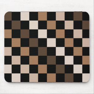 Braun schwarzes kariertes Gingham-Muster Mousepad