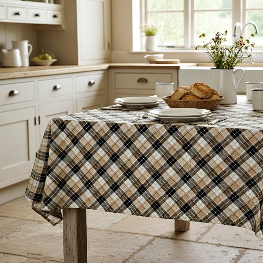Braun-schwarzes Karo Tischdecke