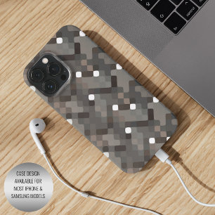 Braun Schwarzes Mittelcentury-Pixelmuster in Taupe iPhone 16 Pro Max Hülle