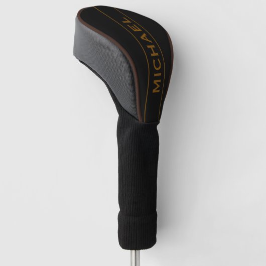 Braun & schwarzes Monogramm und personalisierter N Golf Headcover (angewinkelt)