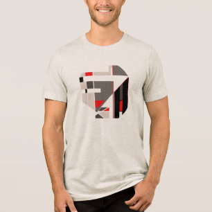 Braun, schwarzes, rotes geometrisches abstraktes M Tri-Blend Shirt